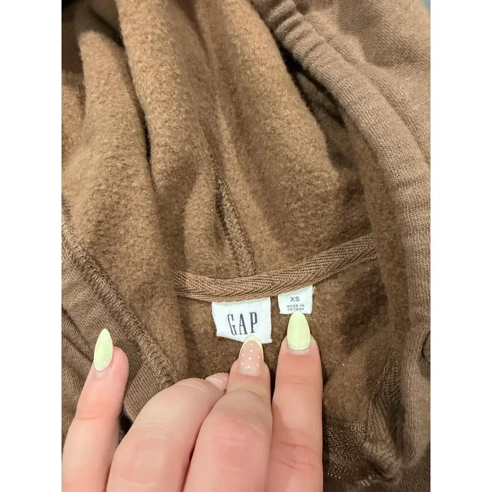 GAP Women's Spellout Heritage Fleece Zipup Chocolate Brown - Small - Picture 2 of 5
